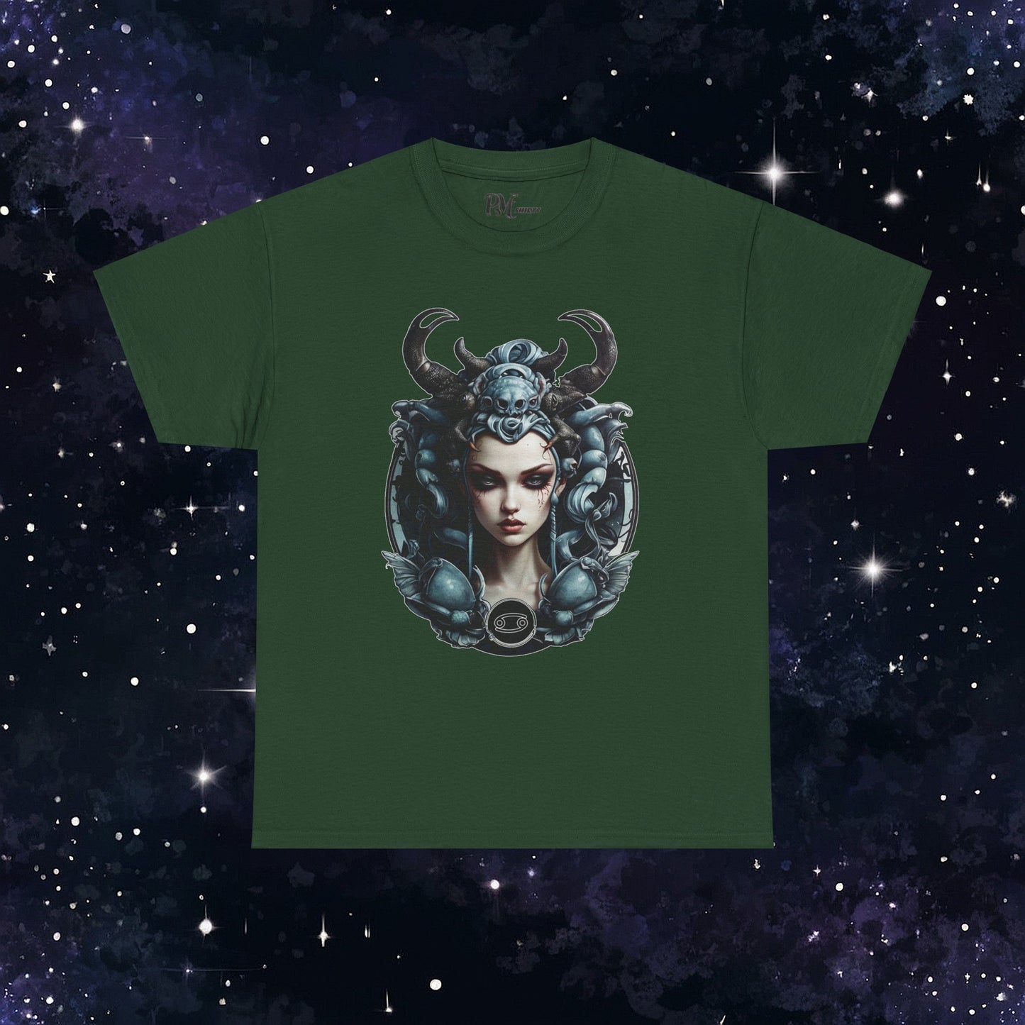 Gothic Cancer Zodiac T-Shirt - Dark Style with Symbol