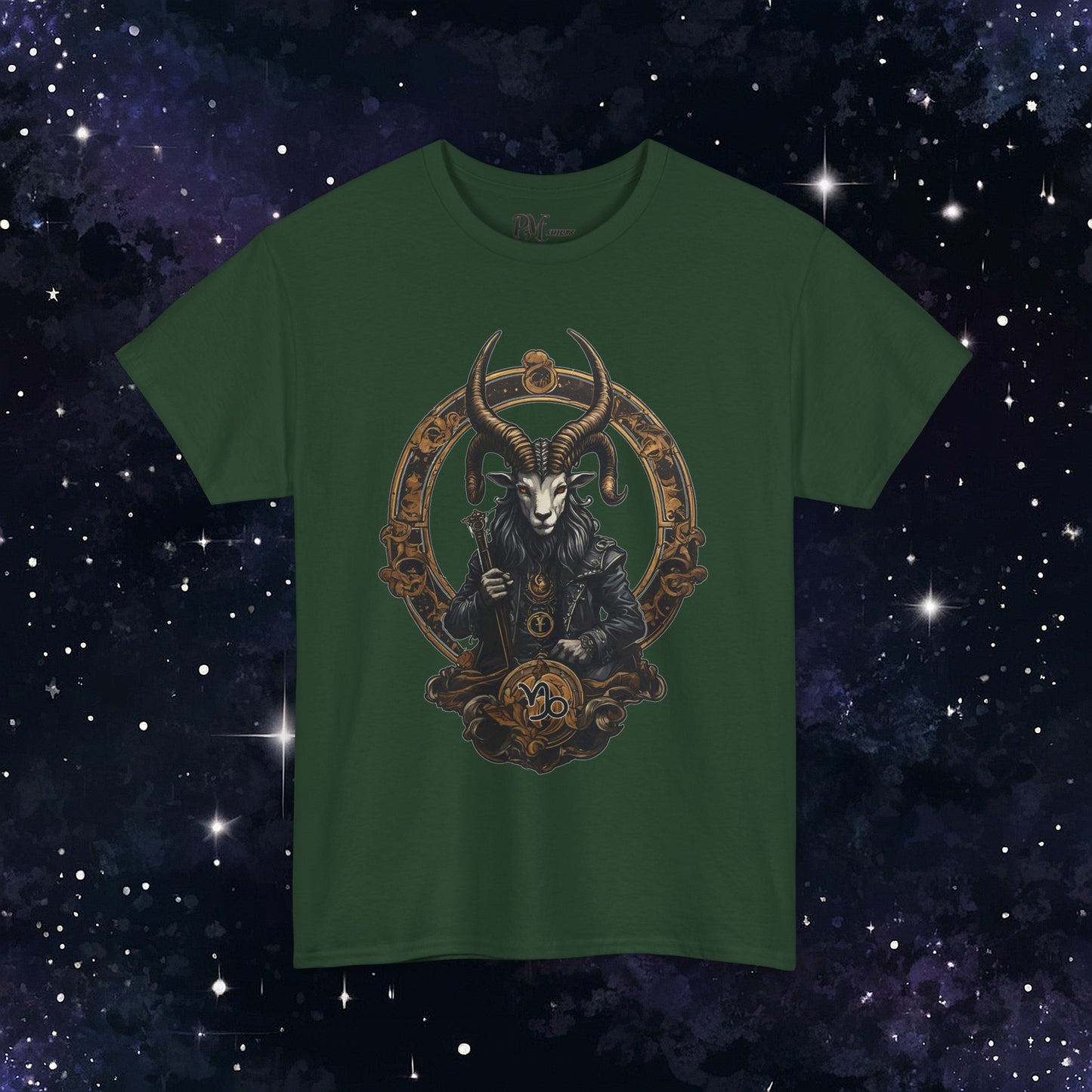Gothic Capricorn Zodiac T-Shirt - Dark Style with Symbol