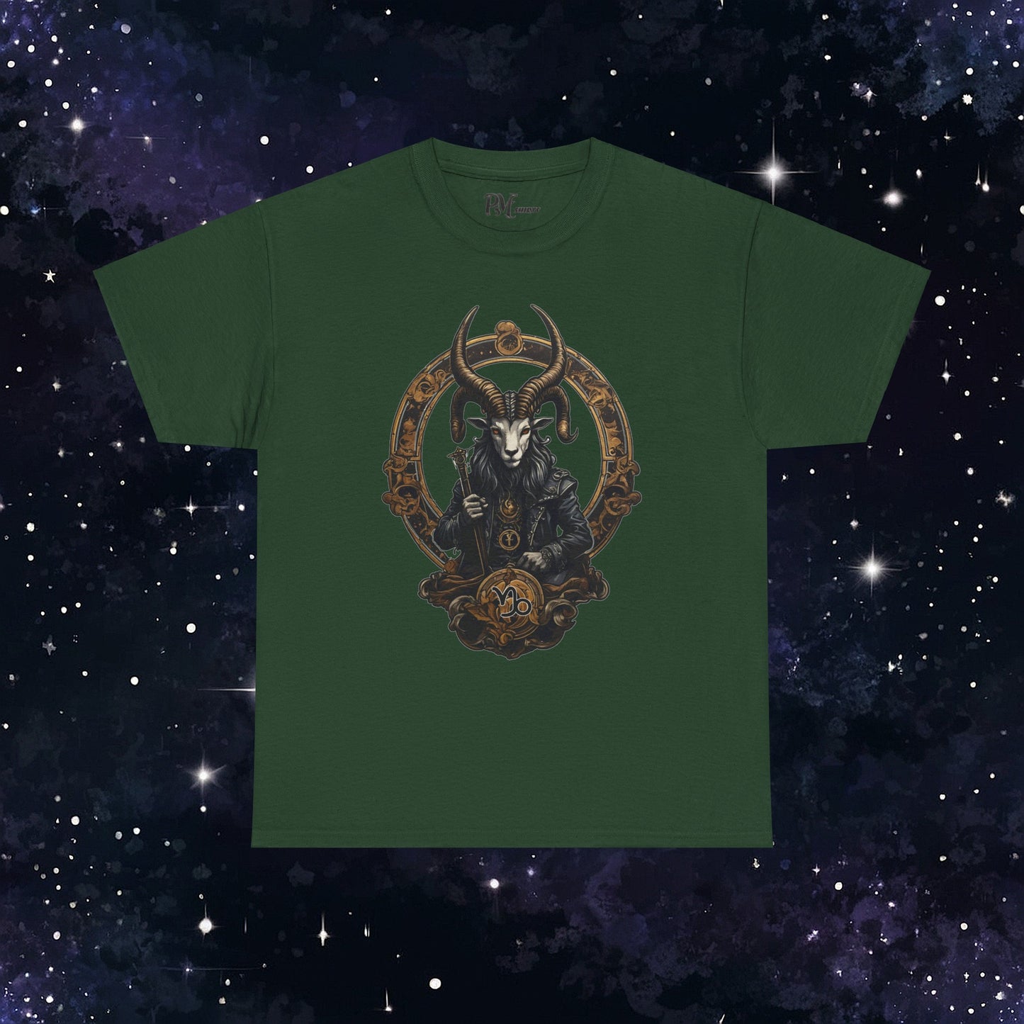 Gothic Capricorn Zodiac T-Shirt - Dark Style with Symbol