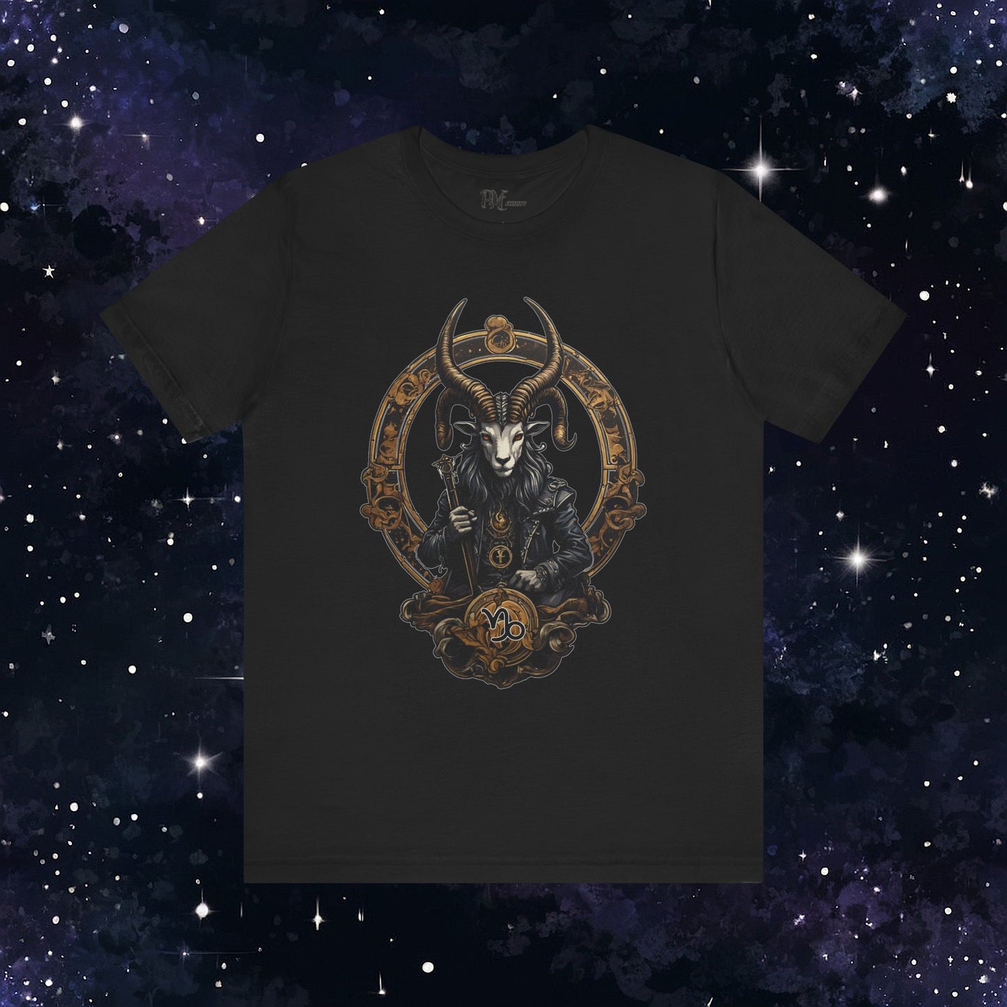Gothic Capricorn Zodiac T-Shirt - Dark Style with Symbol (Bella Canvas 3001)