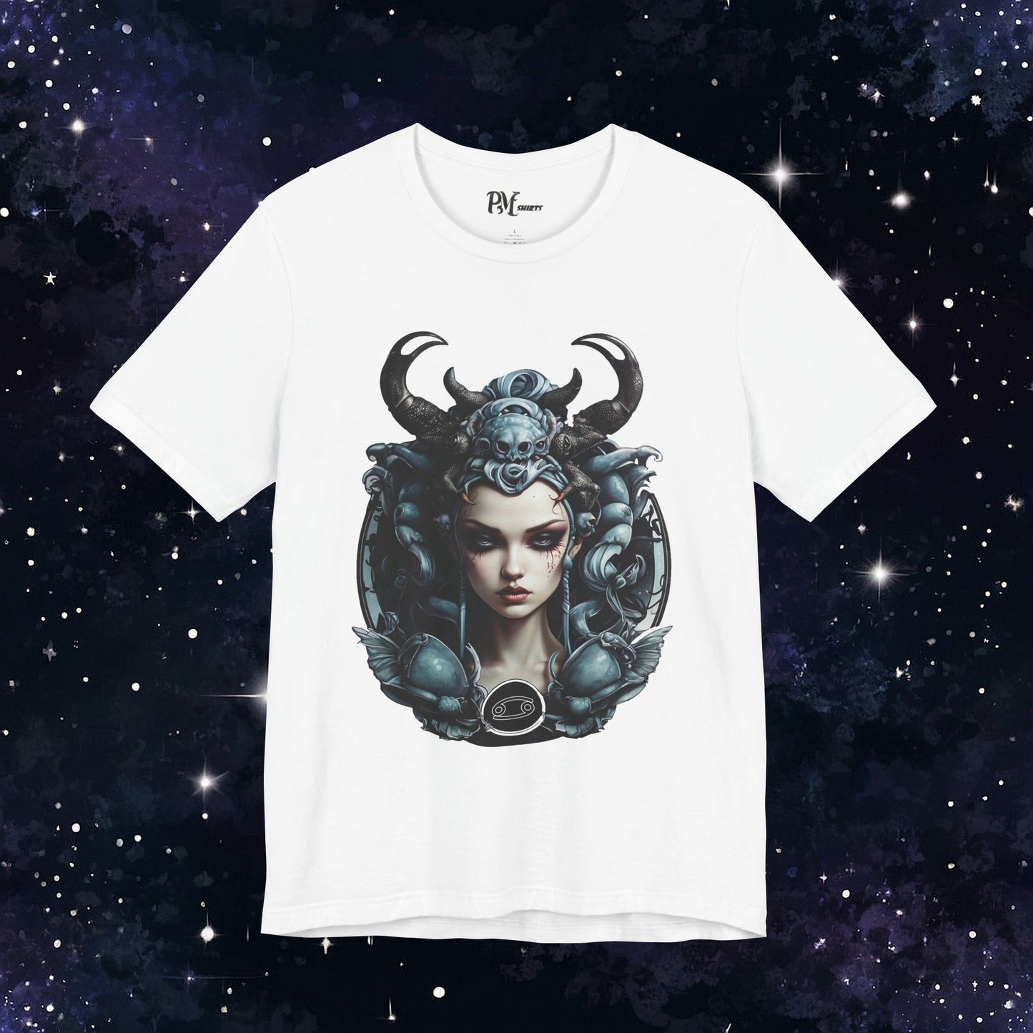Gothic Cancer Zodiac T-Shirt - Dark Style with Symbol (Bella Canvas 3001)