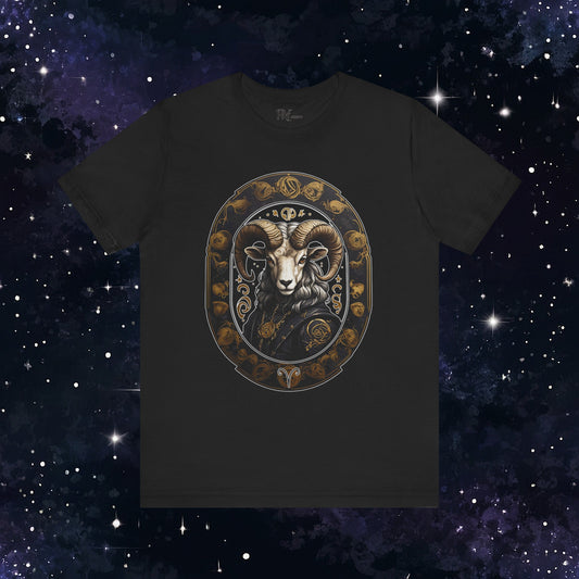 Gothic Aries Zodiac T-Shirt: Dark Style Graphic Tee (Bella Canvas 3001)