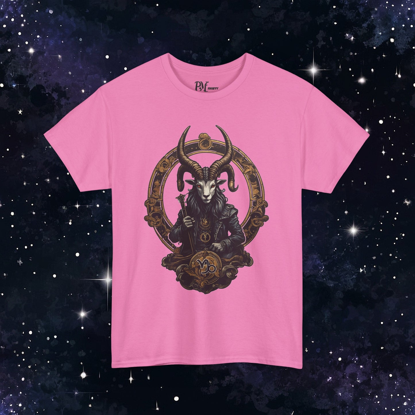 Gothic Capricorn Zodiac T-Shirt - Dark Style with Symbol