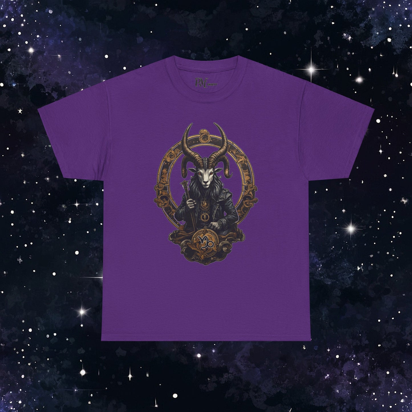 Gothic Capricorn Zodiac T-Shirt - Dark Style with Symbol