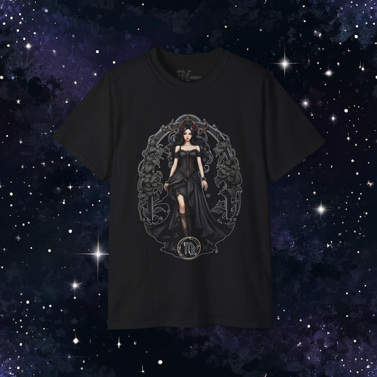 Gothic Virgo Zodiac T-Shirt: Dark Style Graphic Tee (Gildan 2000)