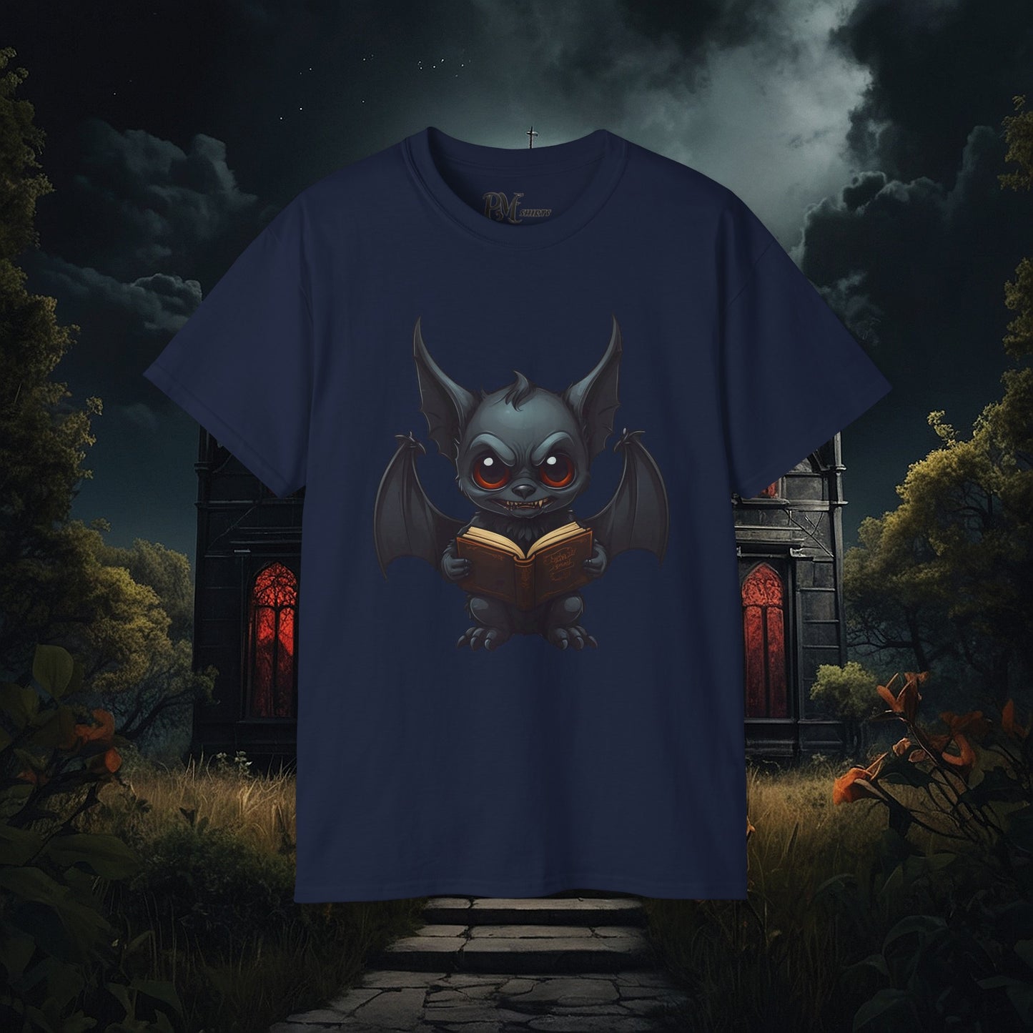 Gothic Bat Reading T-Shirt (Gildan 2000)