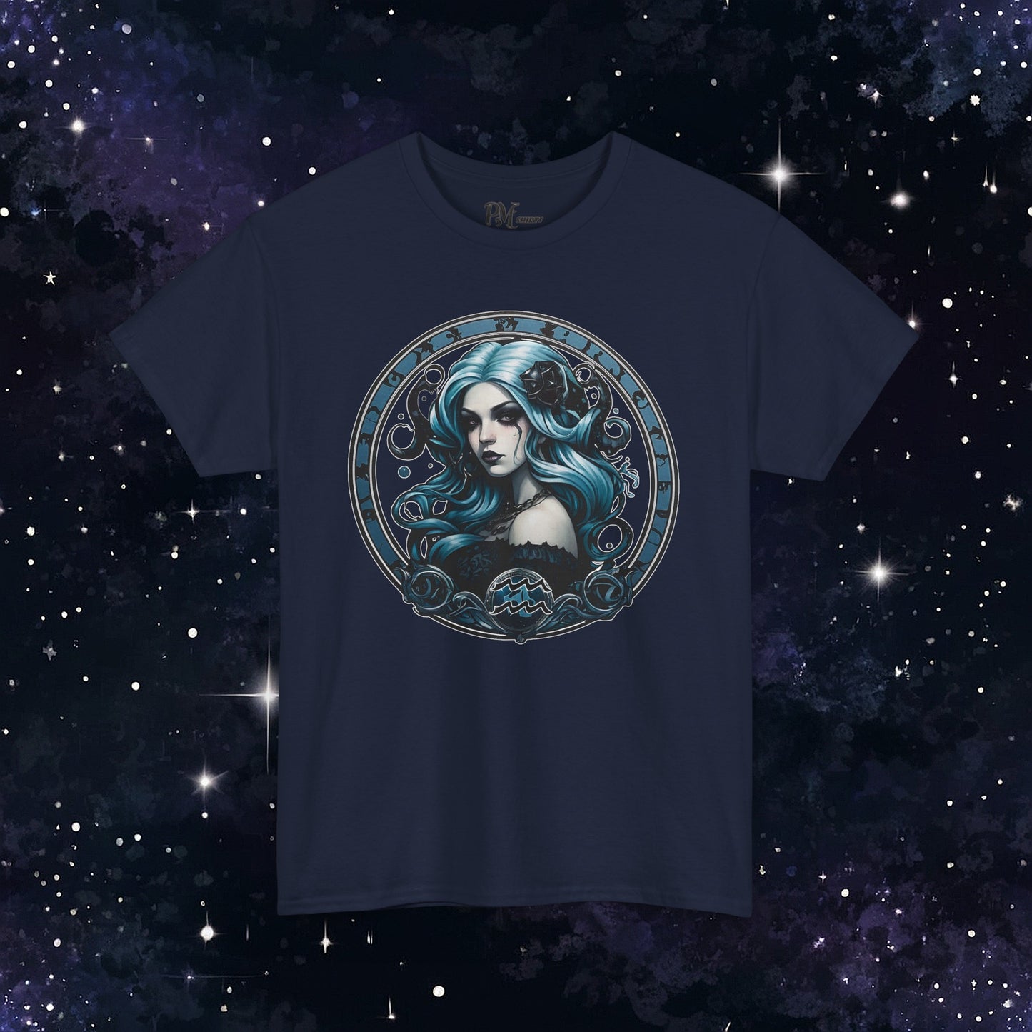 Gothic Aquarius Zodiac T-Shirt: Dark Style Graphic Tee