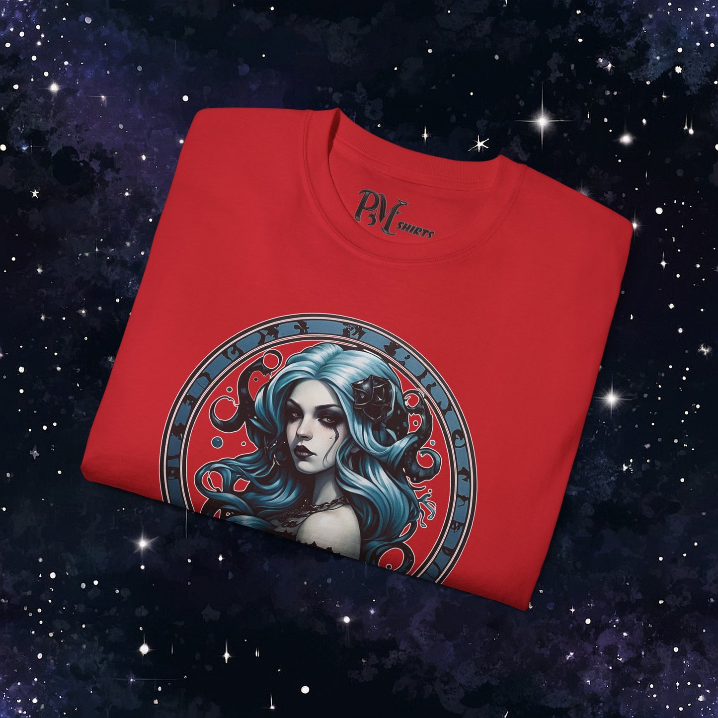 Gothic Aquarius Zodiac T-Shirt: Dark Style Graphic Tee (Gildan 2000)