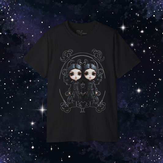 Gothic Gemini Zodiac T-Shirt: Dark Style Graphic Tee (Gildan 2000)