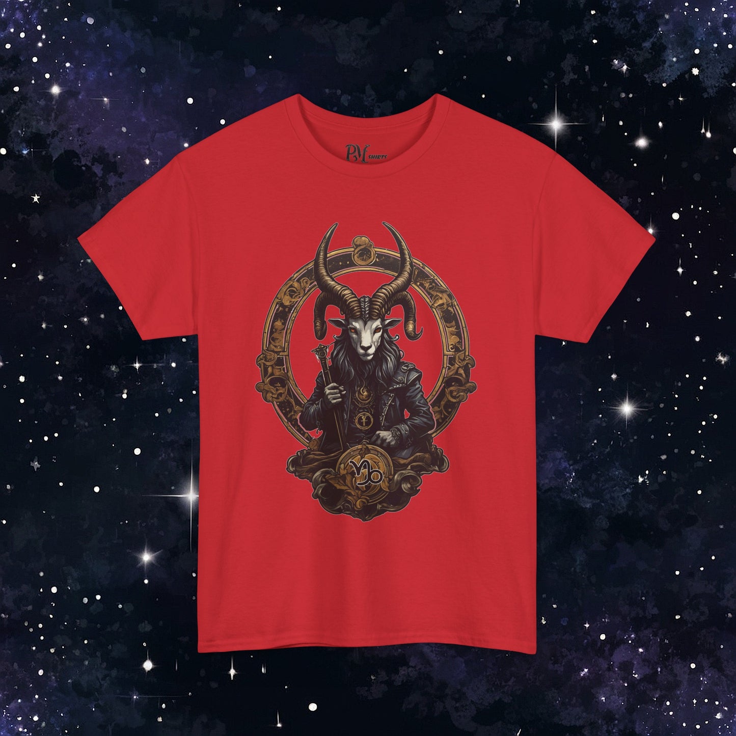 Gothic Capricorn Zodiac T-Shirt - Dark Style with Symbol