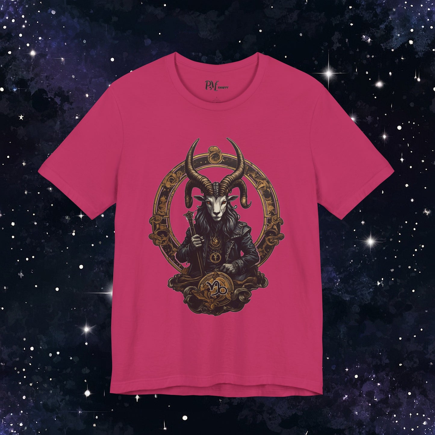 Gothic Capricorn Zodiac T-Shirt - Dark Style with Symbol (Bella Canvas 3001)