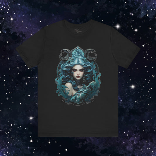 Gothic Pisces Zodiac T-Shirt: Dark Style Graphic Tee (Bella Canvas 3001)