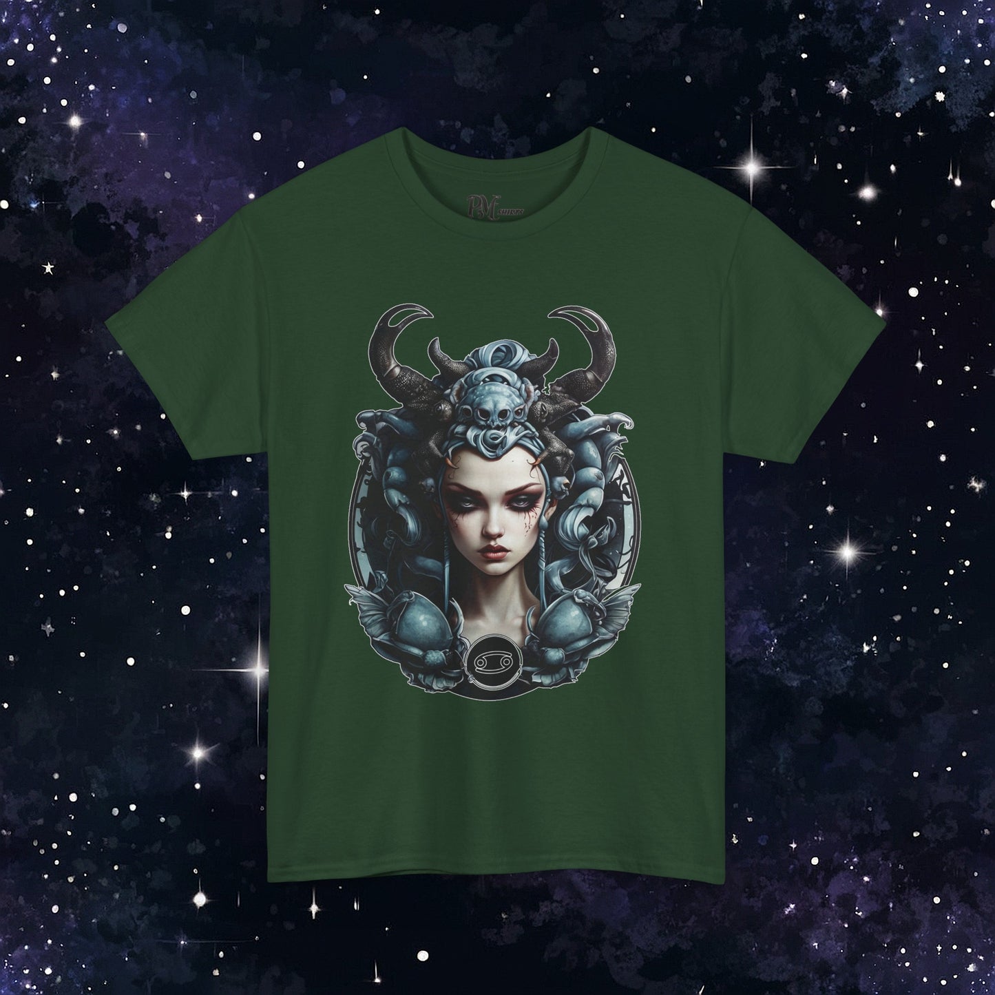 Gothic Cancer Zodiac T-Shirt - Dark Style with Symbol