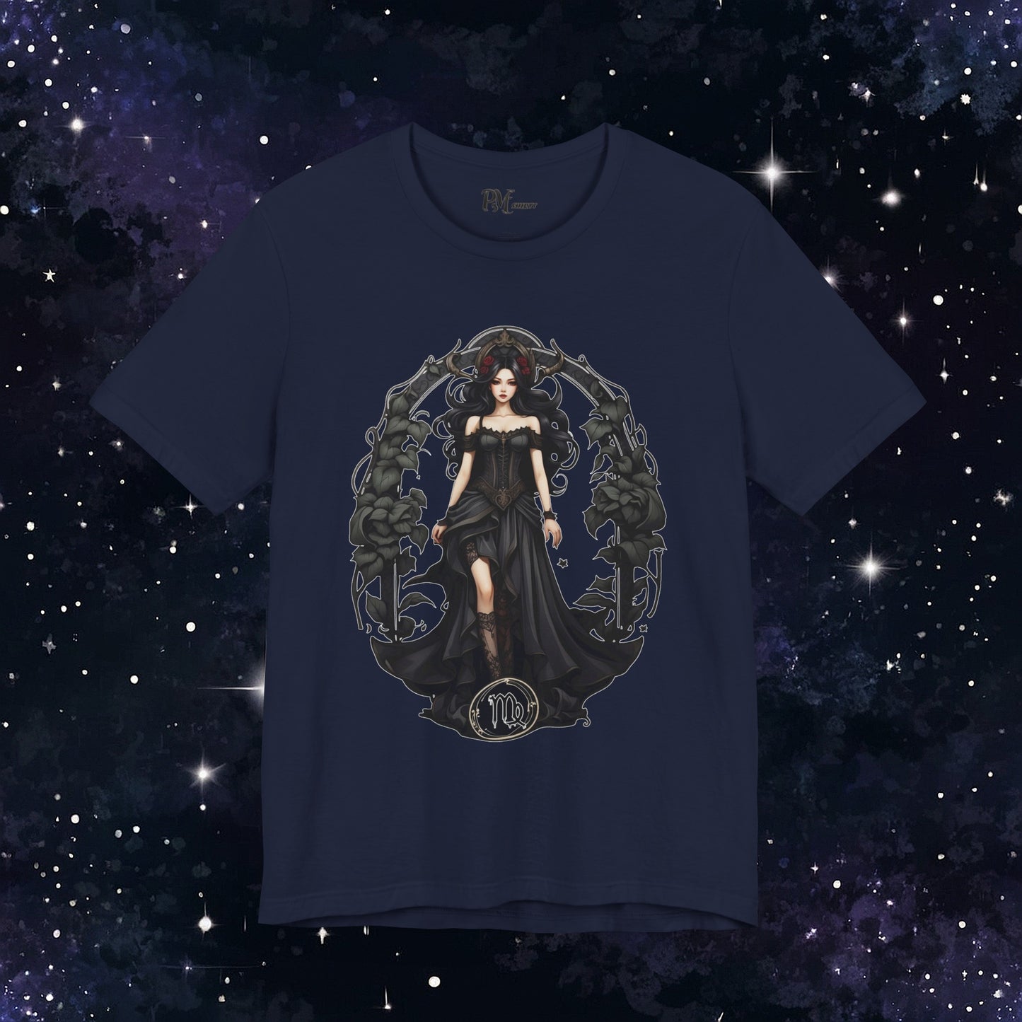 Gothic Virgo Zodiac T-Shirt: Dark Style Graphic Tee (Bella Canvas 3001)