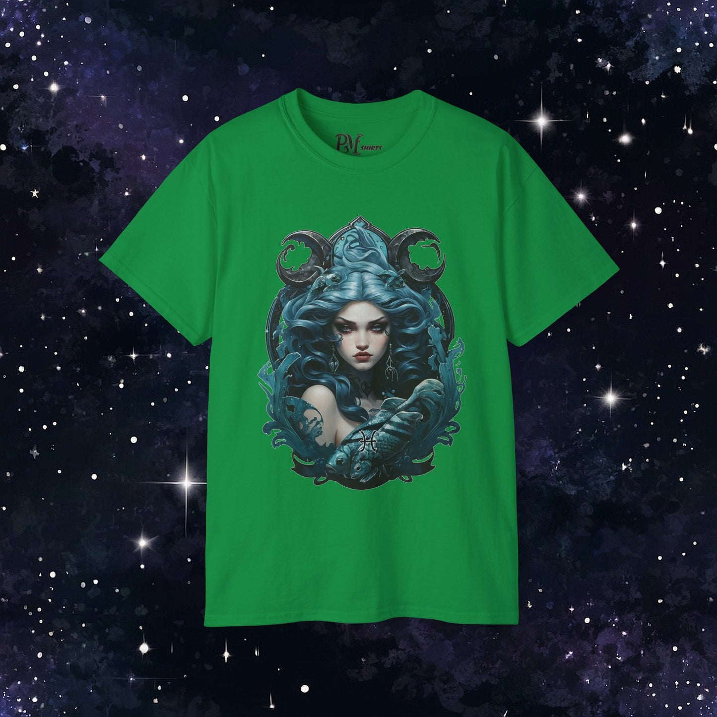 Gothic Pisces Zodiac T-Shirt: Dark Style Graphic Tee (Gildan 2000)