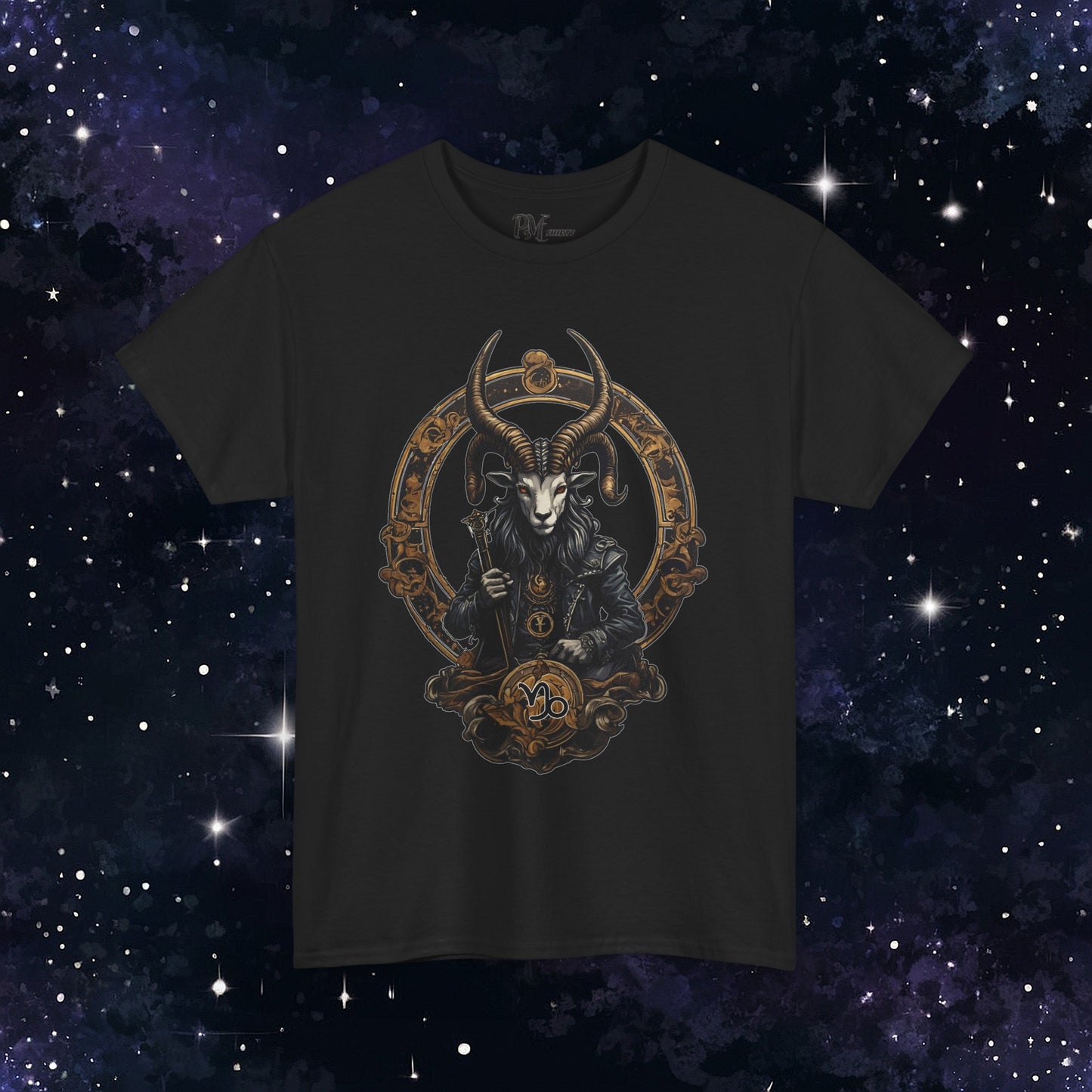 Gothic Capricorn Zodiac T-Shirt - Dark Style with Symbol